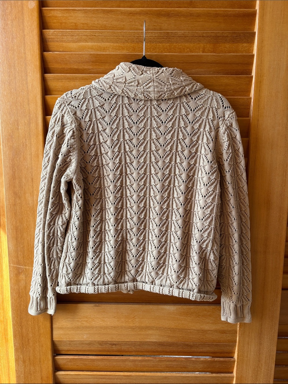 Charter Club Beige Openwork Knit Shawl-Collar Button Cardigan Petite Large - Picture 5 of 5
